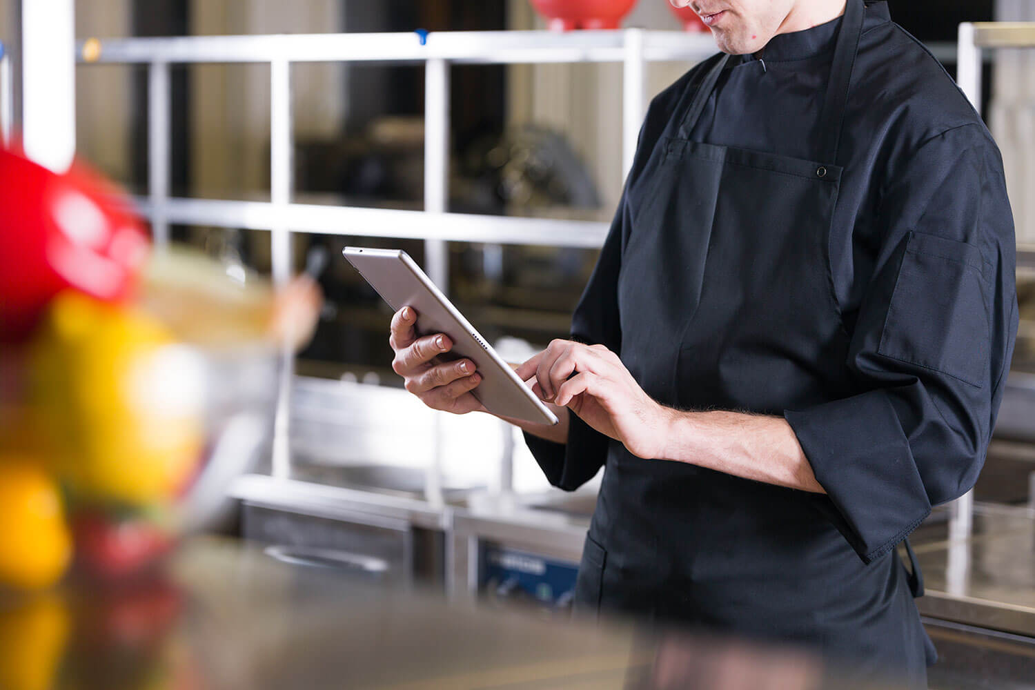 Chef holding tablet