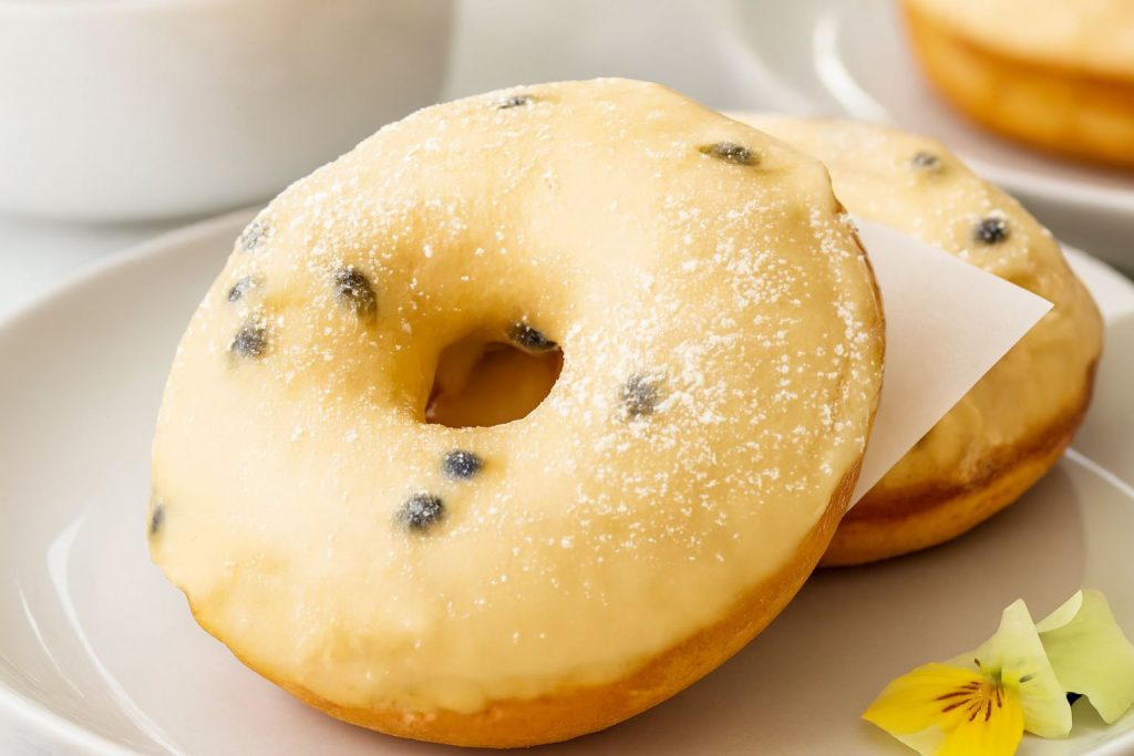 Passoinfruit coulis on donut